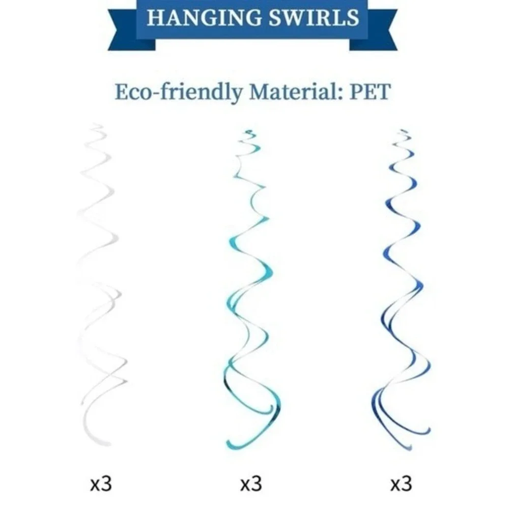 NEW‎ 17-piece navy blue and white Happy Birthday party decorations.